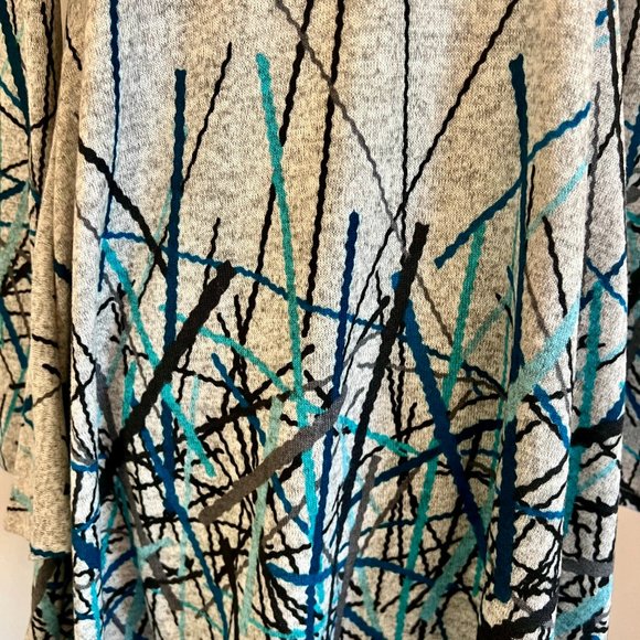 NWT Orange Fashion Village Gray Printed Asymmetric Sweater Tunic - Picture 9 of 11